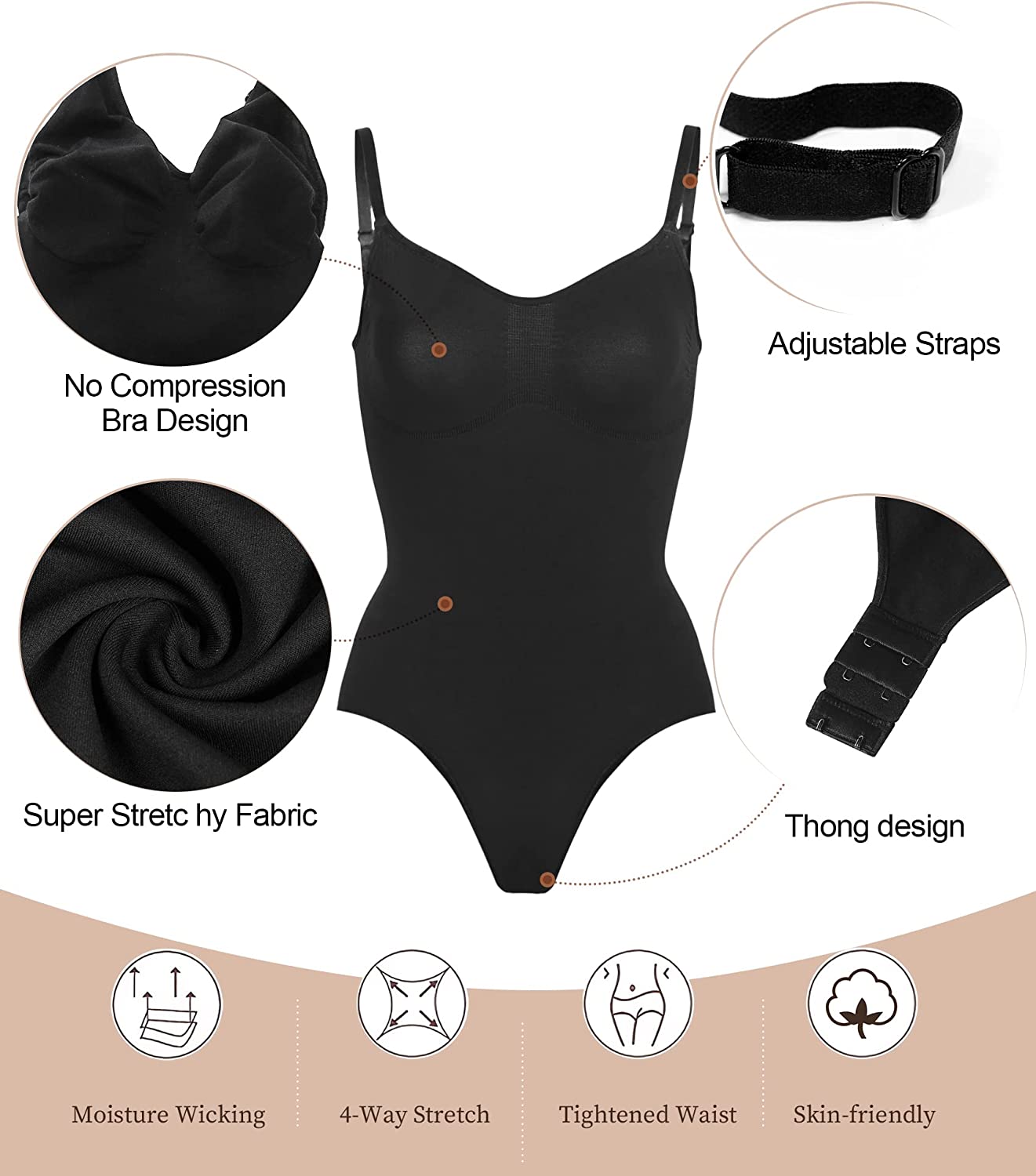  ssq Upgraded Snatched Shapewear Bodysuit, Bodysuit for
